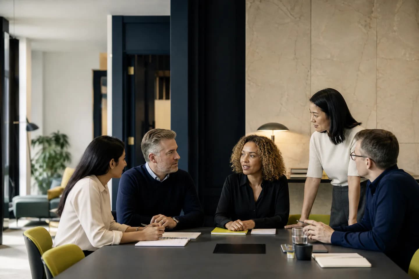 A diverse workforce leadership team in a collaborative discussion